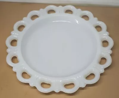 Vintage Anchor Hocking Old Colony Scalloped Open Lace White Milk Glass Plate • $19.99