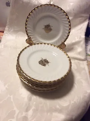 (12) Vintage 8  Minton Gold Crocus Salad Plates - Mintons Tiffany & Co Fluted • $199.99