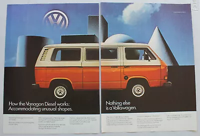 Volkswagen Vanagon Diesel  1982  2 Page Magazine Print Ad 16  X 11  • $8.95