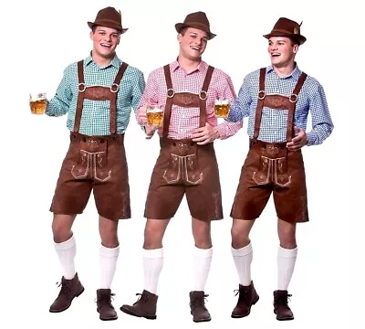 £12.95 • Buy Adult LEDERHOSEN Deluxe Faux Suede Oktoberfest Beer Festival Fancy Dress Costume