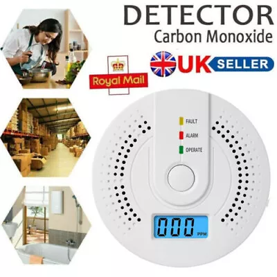 Digital Carbon Monoxide Detector CO Alarm Battery Powered Warning Alarm Sensor • £7.65