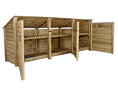 Log Store Wood Storage Triple Bay 4ft   - Hand Made • £340.49