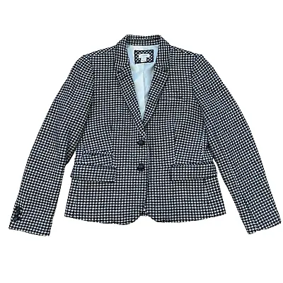 J. Crew Women's Wool-Blend Houndstooth Blazer Woven Leather Buttons Size 12 • $40