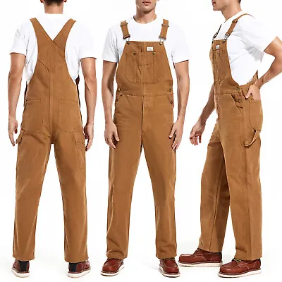 HISEA Men's Bib Overalls Relaxed Fit Workwear Dungaree Pockets Jumpsuits Jeans  • $42.99