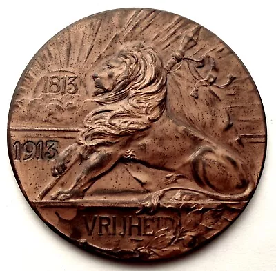 NETHERLANDS 1813-1913 100 Years Of Independence Medal 60.6mm 71.7g Bronze. B20 • $119.50