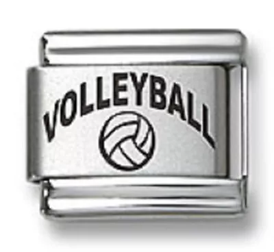 Italian Charm Bracelet Links Laser Volleyball Sports 9mm Stainless Steel Modular • $7.95