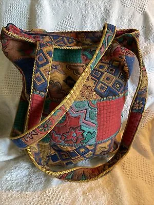 PATCHWORK Tote Bag MULTICOLORED Large TAPESTRY Purse  BOHO CHIC STEAMPUNK • $47.49