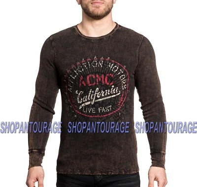 £60.30 • Buy Affliction Screamin Eagle A19417 New Men`s ACMC Brown Fashion Graphic Thermal