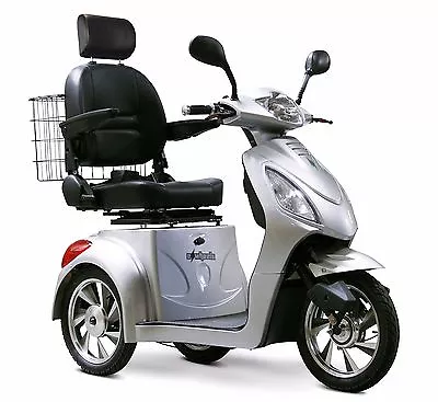 SILVER 3 Wheel Mobility Scooter With Alarm Batteries Delivery Basket EW-36 • $2949