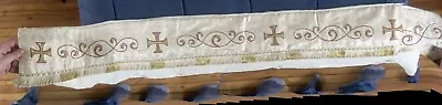 Vintage Cuthbertson White Silk Brocade Altar Super Frontal 8 X 84   • $50