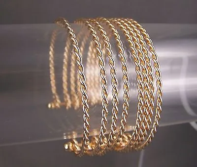 Gold Tone 8-strand Twist Twisted Rope Metal Bangle Cuff 1  Wide Bracelet • $11.01