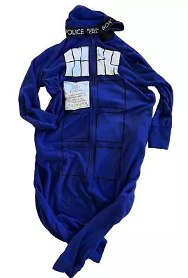 Doctor WHO Tardis Adult ONE SIZE Hooded One-Piece Halloween Pajama Jumpsuit • $33.79