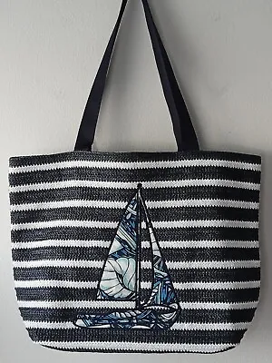 Vera Bradley NWOT Shore Enough Straw Sailboat Tote Beach/Shopping/Travel 19 W • $37.97