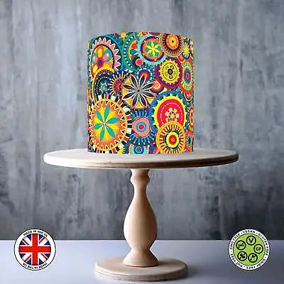 Colourful Pattern Wrap Around Edible Cake Topper ICING / WAFER • £7.79