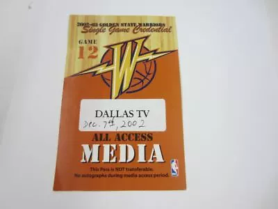 #227 GOLDEN STATE WARRIORS Game 12 2002 Press Pass Media Credential • $9.99