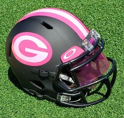 Green Bay Packers Pink Logo Breast Cancer Black Matte Football Mini Helmet • $51