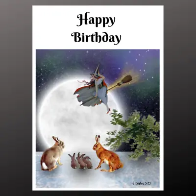 Personalised Witch Birthday Card - Pagan Moon Wicca Wiccan Witchy • £2.99