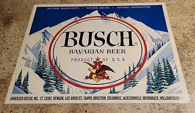 Vintage LARGE  BUSCH BAVARIAN BEER Sticker Decal Anheuser Busch Beer 14 X18   • $14.99