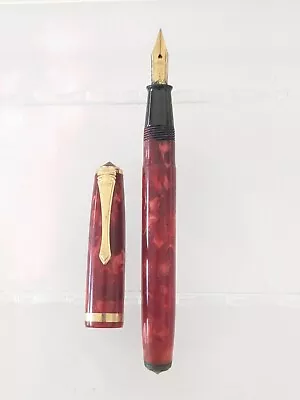 Vtg Red Celluloid GT Pilot Lever Fountain Pen - 14k F Nib - For Restore  • $17.50