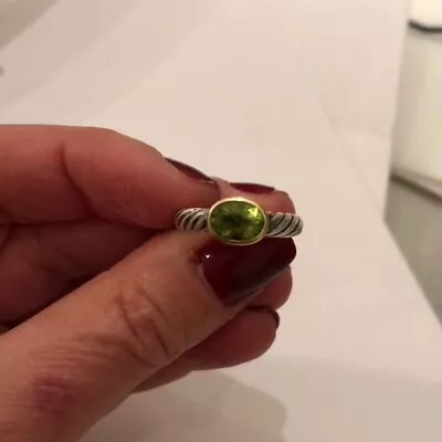 Rare- David Yurman Stacking Ring- Silver Gold And Green Peridot • $379