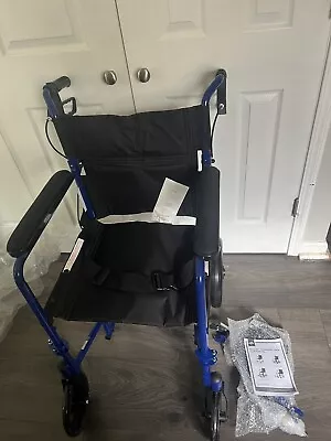 Medline Lightweight Transport Wheelchair W/Handbrakes/Safety Belt-Footrests-New • $134.99