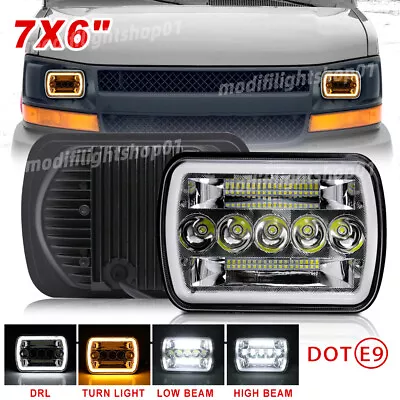 7X6 5x7  LED Headlight Hi/Lo Beam For Chevy Express 1500 2500 3500 Cargo Van DRL • $29.99