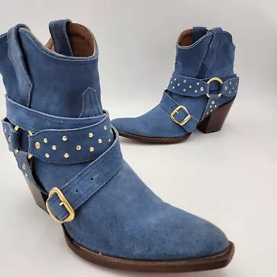 Limited Ed. Elvis Presley For American Rebel Blue Suede Harness Buckle Boots 10 • $279.99