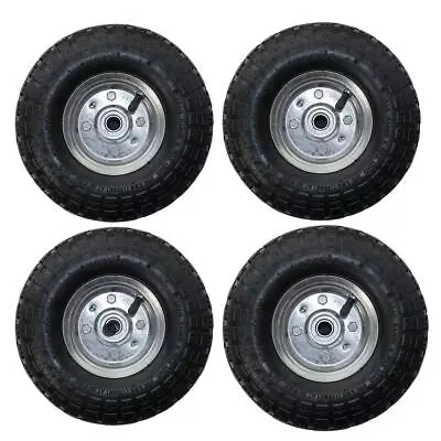 4 X 10  Pneumatic Sack Truck Trolley Wheel Barrow Tyre Tyres Wheels 4.10/3.5-4.0 • £29.85