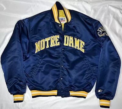 Vintage STARTER NCAA Notre Dame Fighting Irish  Satin Jacket Size XL USA RARE • $85