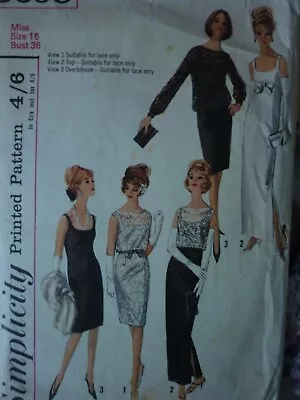 £2.99 • Buy Vintage 1960's Simplicity Evening Dresses & Overblouse Sewing Pattern