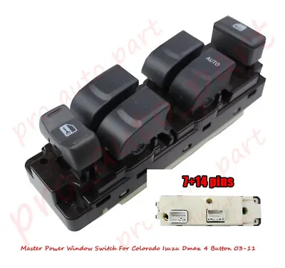 Power Master Control Window Switch For Holden Rodeo Colorado Isuzu Dmax 4 Button • $33.99