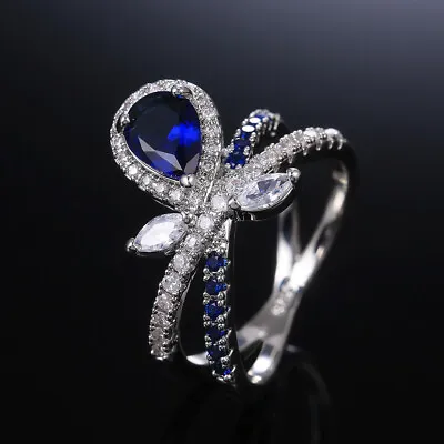$1.01 • Buy CJ F474 Handmade 100% Natural Sapphire 2.20ct Size US 7 14K White Gold Ring
