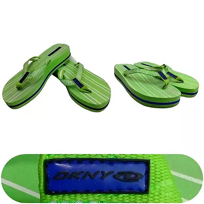 Vintage DKNY Flip-Flops Beach Slippers Sandals Women's 8 Lime Green Slip On • $22.97