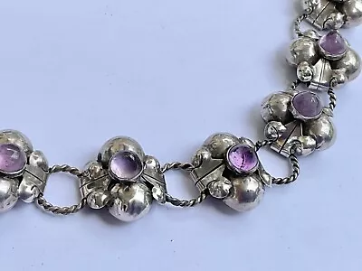 NICE Vintage AMETHYST Cabochons MEXICO SILVER Bracelet • $49.99