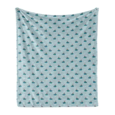 Nautical Soft Flannel Fleece Throw Blanket Yachts Boats Sailing Sea • £30.99