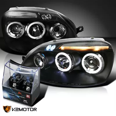 Fits 2006-2008 VW Jetta Black LED Halo Projector Headlights+H1 Halogen Bulbs • $173.76