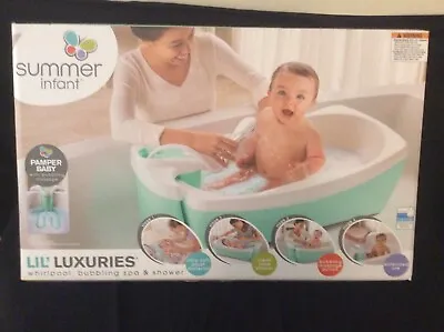 Summer Infant Lil Luxuries Baby Bathtub Whirlpool Bubbling Spa & Shower Blue • $65