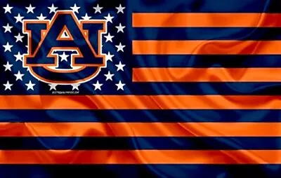 (2) Auburn Tigers Wavy Stars & Stripes Flag Vinyl STICKERS 5x3.15 Car Decal • $4