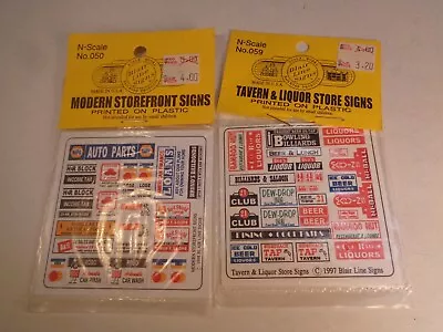 N Scale Blair Line Signs Lot Of 2 Packs-Tavern/Liquor Store Modern Storefront • $10