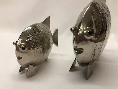 Lot Of 2  Silver Metal Fish Sculpture Figurine • $25