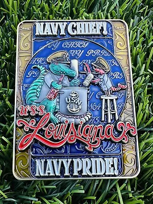 Rare Navy USN Chiefs Mess CPO Challenge Coin USS Louisiana SSBN 743 Coin • $59