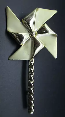 AJC Gold Tone Spinning Pinwheel Brooch Pin Large 3  Vintage Estate *Some Wear* • $10.99