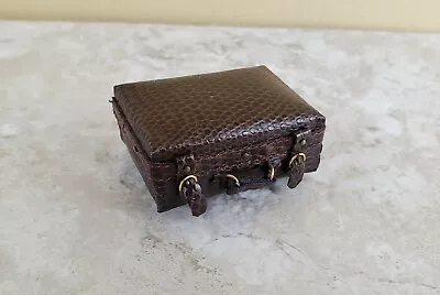 Dollhouse Miniature Suitcase Luggage 1:12 Scale Faux Leather Alligator Opens Med • $33