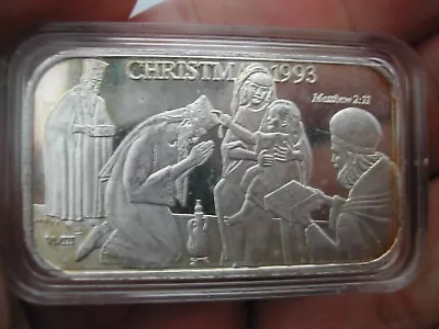 Vintage Merry Christmas  1993  Silver Bar. 1 Oz 999 Pure Silver. • £36.99