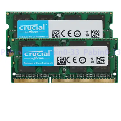 Crucial 8GB KIT 2X 4GB DDR3 1333MHz PC3 10600S Laptop 204Pin SODIMM Memory  RAM • $9.49