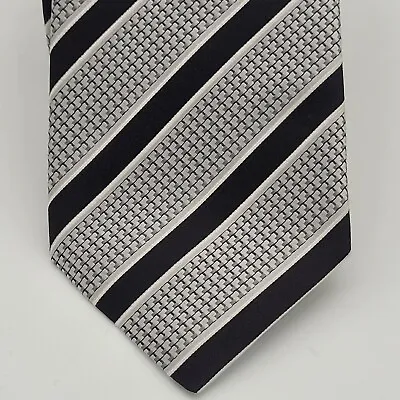 Very Nice CANALI Black Silver Stripe Italy Mens Necktie Ships Safe • $49