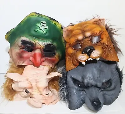 Vintage BEN COOPER Halloween Mask Lot - 4 - Pirate Pig Wolf Lion Rubber Latex  • $29.99