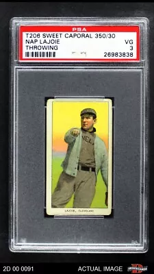 1909 T206 Nap Lajoie Throw Naps (Indians) HOF VARIATION PSA 3 - VG 2D 00 0091 • $1710