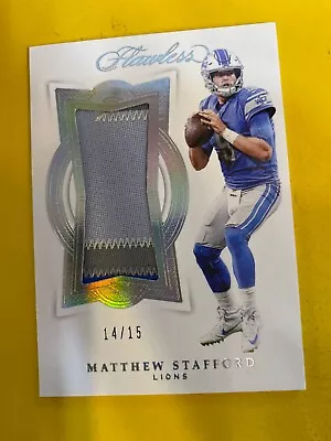 DA73931  2018 Panini Flawless Patch Silver #43 Matthew Stafford #14/15 • $39.99