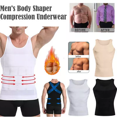 Men's Body Shaper Toning T-Shirt Ultra Durable Vest Compression Slim Underwear U • £15.99